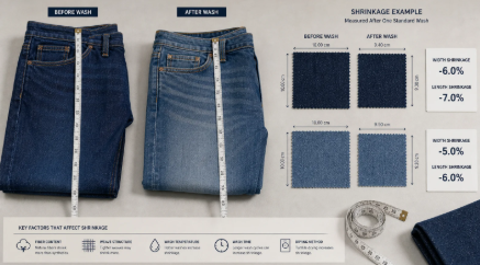 Fabric shrinkage testing in length and width for garment production