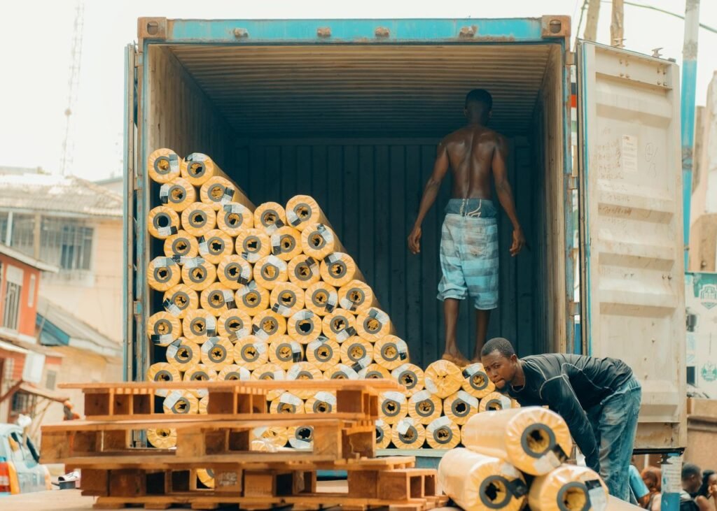 Fabric and material delivery to an apparel manufacturing factory
